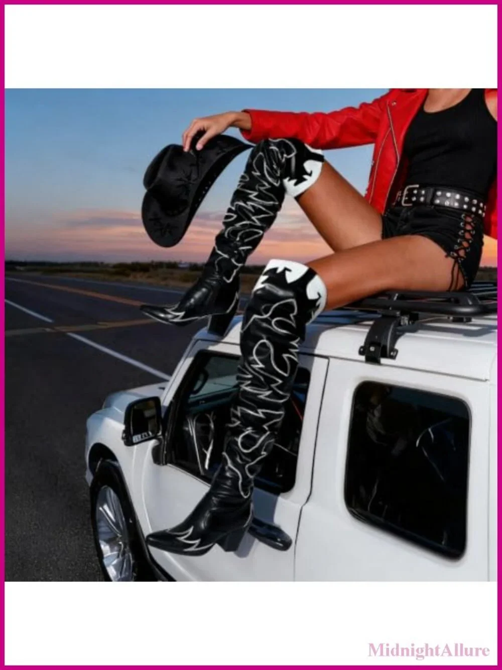 Women's Over The Knee Cowboy Boots Faux Leather Slouchy Heeled Pointed Toe